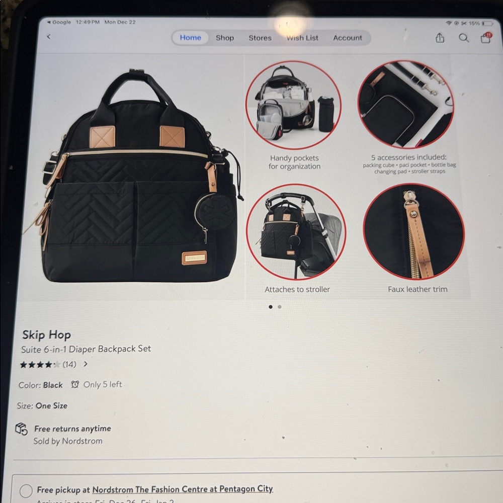 Skip Hop Black and Beige Baby Bag - Picture 3 of 3